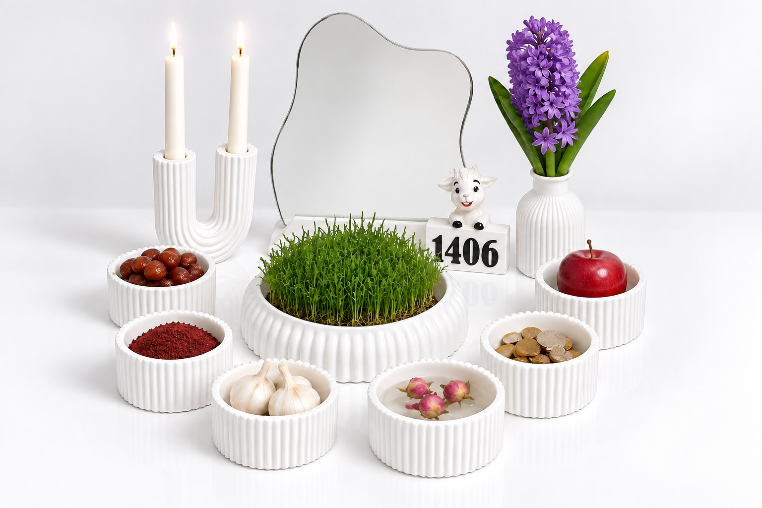 هفت سین 1406 شیاردار مدل 202 رنگ سفید